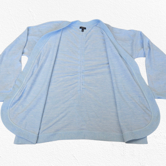 Talbots Light Blue Ruched Back Open Front Cardigan Sweater Size Large Petite - Picture 8 of 10